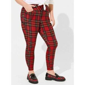 Torrid x Betsey Johnson Red Tartan Plaid Pixie Pant Sz 5X Pocket Chain Pull On